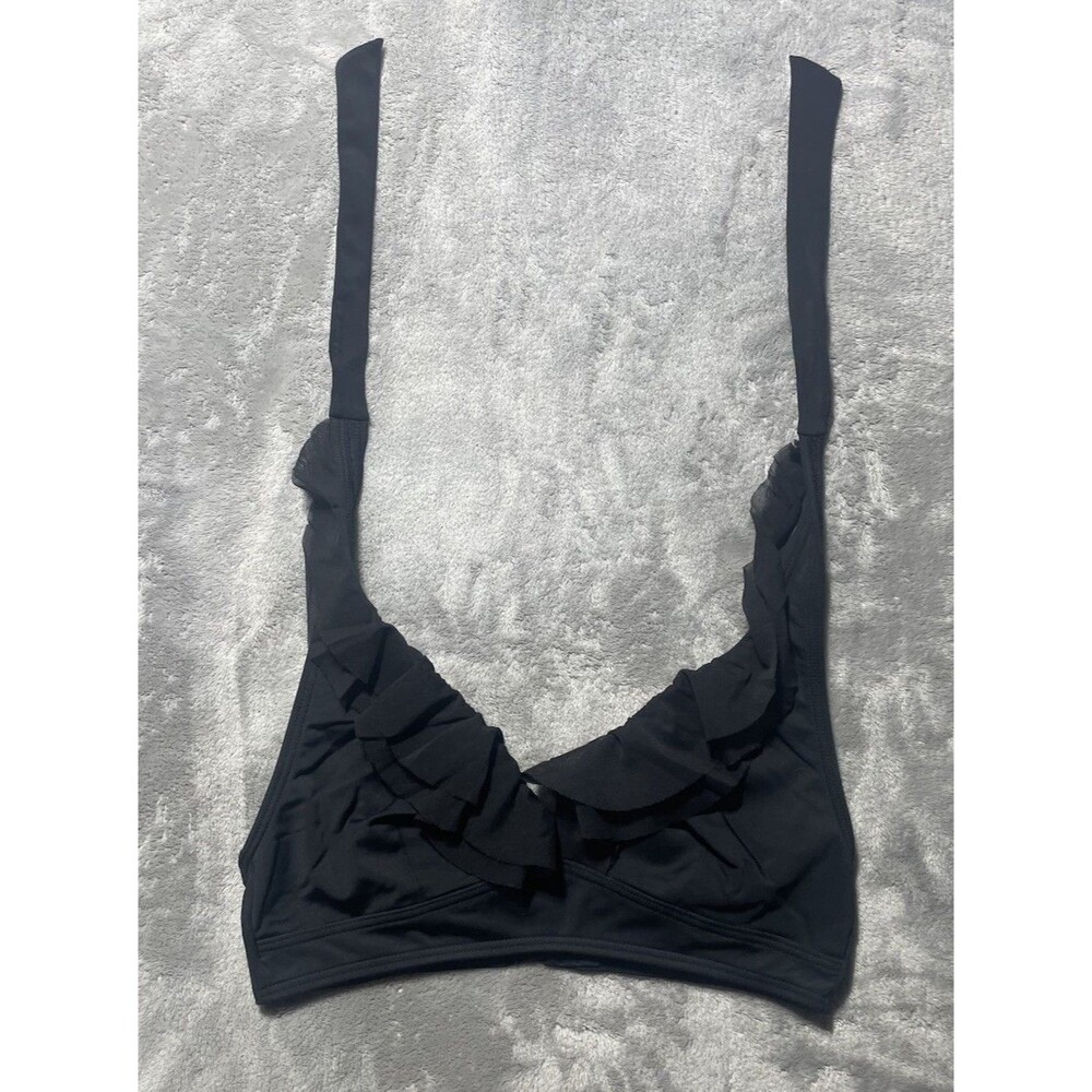 Be Creative Bikini Top Lace Ruffled Whimsi Goth Women’s Size 8 Black